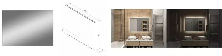 Зеркало «Misty» Нембус 1000x700 с подсветкой белый Зеркало «Misty» Нембус 1000x700 с подсветкой белый