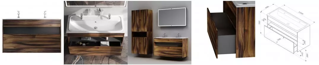 Тумба с раковиной «Am.Pm» Func 120 (Func 120/50) подвесная дуб крафт