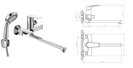 Смеситель для ванны «Decoroom» DR23043 хром Смеситель для ванны «Decoroom» DR23043 хром