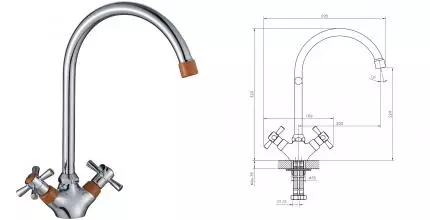 Смеситель для кухонной мойки «Decoroom» DR51028-Orange хром/оранжевый