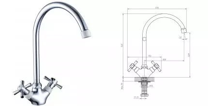 Смеситель для кухонной мойки «Decoroom» DR51028-White хром/белый Смеситель для кухонной мойки «Decoroom» DR51028-White хром/белый