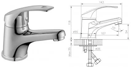 Смеситель для раковины «Decoroom» DR71011 хром