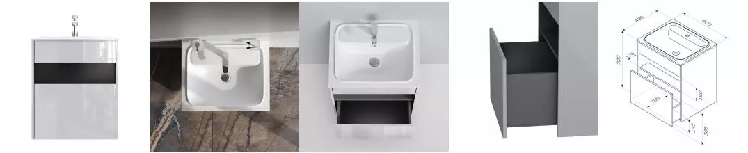 Тумба с раковиной «Am.Pm» Func 60 (Func 60/50) подвесная белая глянцевая