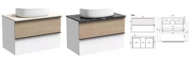 Тумба под раковину «Sancos» Delta 80 подвесная дуб светлый/белая