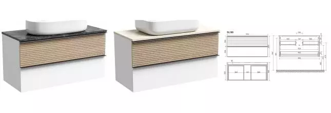 Тумба под раковину «Sancos» Delta 100 подвесная дуб светлый/белая