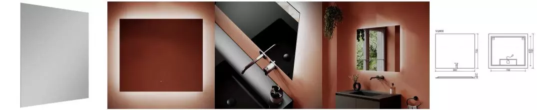 Зеркало «Sancos» Square 80/70 с подсветкой Зеркало «Sancos» Square 80/70 с подсветкой