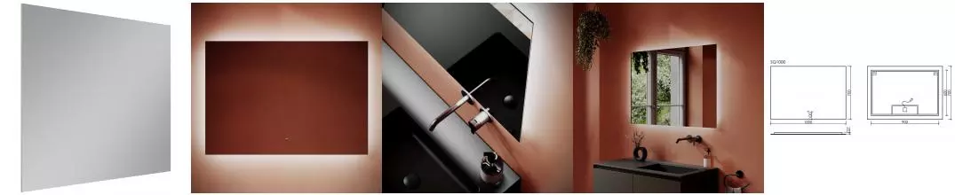 Зеркало «Sancos» Square 100/70 с подсветкой Зеркало «Sancos» Square 100/70 с подсветкой