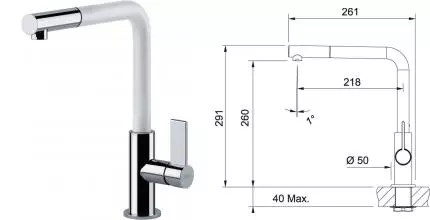 Смеситель для кухонной мойки «Franke» Neptune Evo Nozzle 115.0373.944 с выдвижным изливом белый/хром Смеситель для кухонной мойки «Franke» Neptune Evo Nozzle 115.0373.944 с выдвижным изливом белый/хром