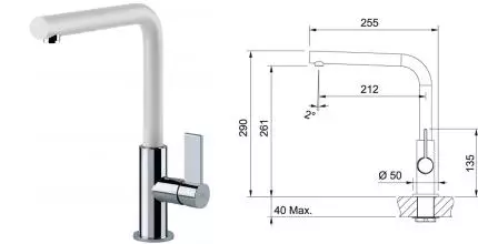 Смеситель для кухонной мойки «Franke» Neptune Evo Spout 115.0373.929 белый/хром Смеситель для кухонной мойки «Franke» Neptune Evo Spout 115.0373.929 белый/хром