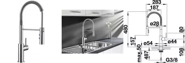 Смеситель для кухонной мойки «Blanco» Catris-S 521476 с выдвижным изливом хром Смеситель для кухонной мойки «Blanco» Catris-S 521476 с выдвижным изливом хром