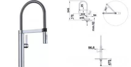 Смеситель для кухонной мойки «Blanco» Culina-S 517598 нержавеющая сталь