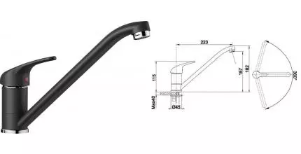 Смеситель для кухонной мойки «Blanco» Daras 524180 антрацит