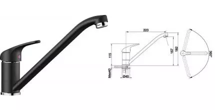 Смеситель для кухонной мойки «Blanco» Daras 526233 чёрный