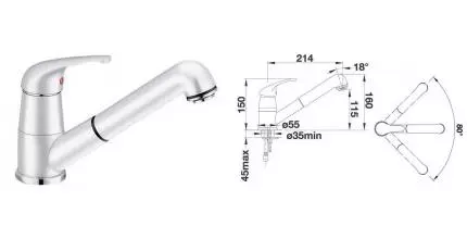 Смеситель для кухонной мойки «Blanco» Daras-S 524193 с выдвижным изливом белый
