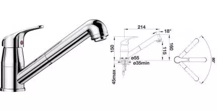 Смеситель для кухонной мойки «Blanco» Daras-S 524190 с выдвижным изливом хром