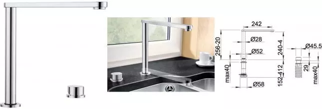 Смеситель для кухонной мойки «Blanco» Eloscope-F II 516672 хром