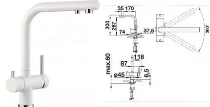 Смеситель для кухни с подключением к фильтру «Blanco» Fontas II 525141 белый