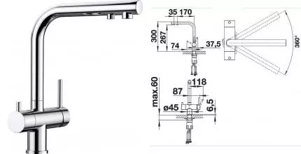 Смеситель для кухни с подключением к фильтру «Blanco» Fontas II 525137 хром