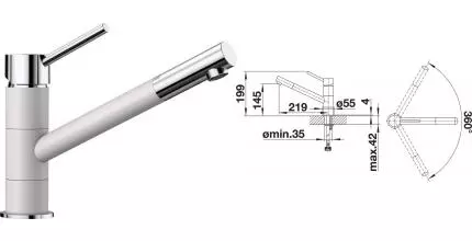 Смеситель для кухонной мойки «Blanco» Kano 525030 хром/белый