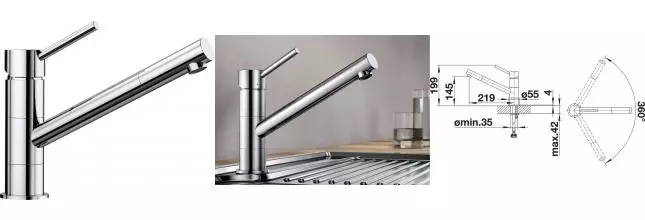 Смеситель для кухонной мойки «Blanco» Kano 521502 хром