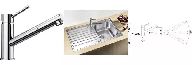 Смеситель для кухонной мойки «Blanco» Kano-S 521503 с выдвижным изливом хром