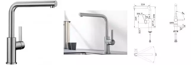 Смеситель для кухонной мойки «Blanco» Lanora-F 526179 нержавеющая сталь