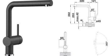 Смеситель для кухонной мойки «Blanco» Linus 516698 антрацит Смеситель для кухонной мойки «Blanco» Linus 516698 антрацит