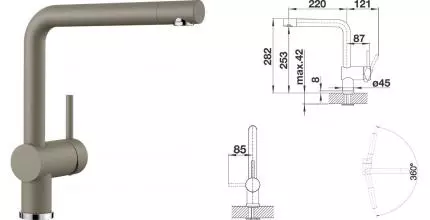 Смеситель для кухонной мойки «Blanco» Linus 517622 серо-бежевый Смеситель для кухонной мойки «Blanco» Linus 517622 серо-бежевый