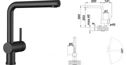 Смеситель для кухонной мойки «Blanco» Linus 526149 чёрный Смеситель для кухонной мойки «Blanco» Linus 526149 чёрный