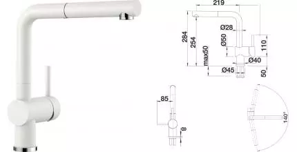 Смеситель для кухонной мойки «Blanco» Linus-S 516692 с выдвижным изливом белый