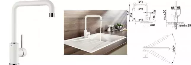 Смеситель для кухонной мойки «Blanco» Mili 525127 белый Смеситель для кухонной мойки «Blanco» Mili 525127 белый