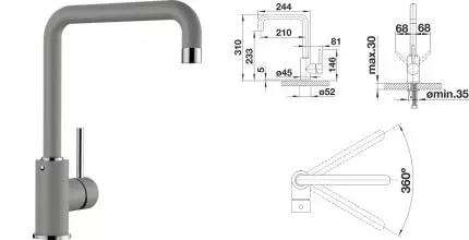 Смеситель для кухонной мойки «Blanco» Mili 525107 алюметаллик