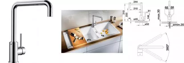 Смеситель для кухонной мойки «Blanco» Mili 524212 хром