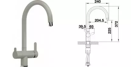 Смеситель для кухни с подключением к фильтру «Blanco» Trima 526272 жемчужный