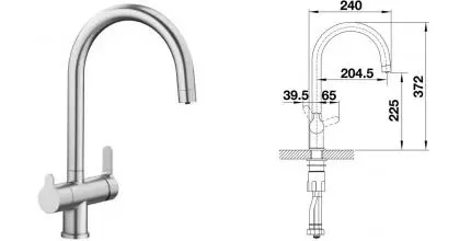 Смеситель для кухни с подключением к фильтру «Blanco» Trima 525820 нержавеющая сталь