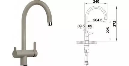 Смеситель для кухни с подключением к фильтру «Blanco» Trima 526270 серо-бежевый