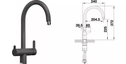 Смеситель для кухни с подключением к фильтру «Blanco» Trima 526271 тёмная скала