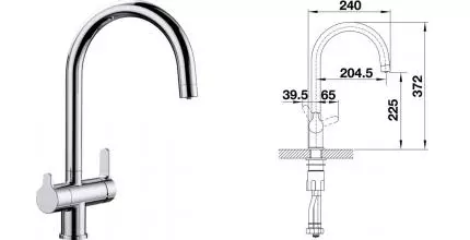 Смеситель для кухни с подключением к фильтру «Blanco» Trima 525136 хром Смеситель для кухни с подключением к фильтру «Blanco» Trima 525136 хром