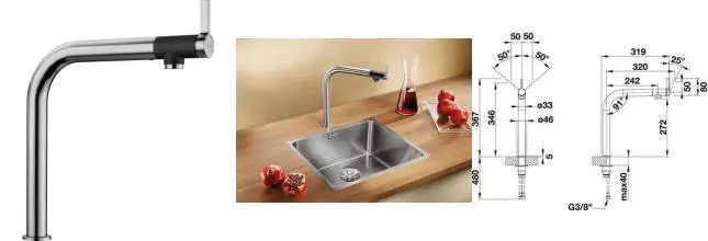 Смеситель для кухонной мойки «Blanco» Vonda 518435 нержавеющая сталь Смеситель для кухонной мойки «Blanco» Vonda 518435 нержавеющая сталь