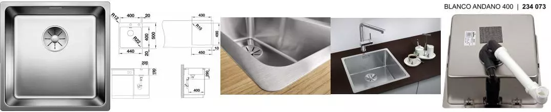 Мойка для кухни «Blanco» Andano 400-IF 44/44 нержавеющая сталь нержавеющая сталь