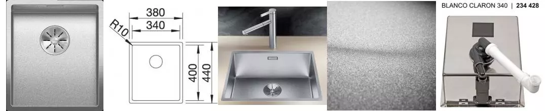 Мойка для кухни «Blanco» Claron 340-IF 38/44 Durinox нержавеющая сталь нержавеющая сталь 