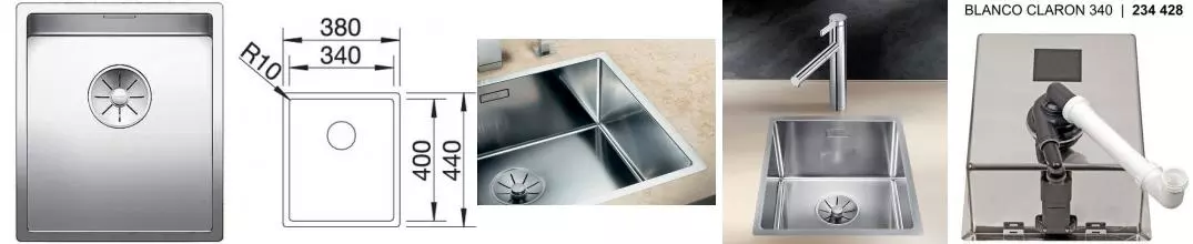 Мойка для кухни «Blanco» Claron 340-IF/N 38/44 нержавеющая сталь нержавеющая сталь 