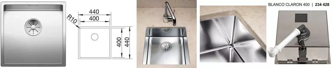 Мойка для кухни «Blanco» Claron 400-U 44/44 нержавеющая сталь нержавеющая сталь 