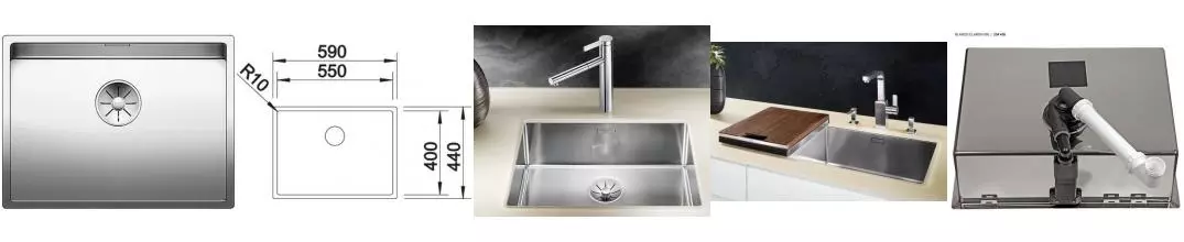 Мойка для кухни «Blanco» Claron 550-U 59/44 нержавеющая сталь нержавеющая сталь