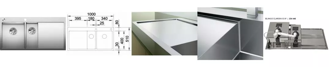 Мойка для кухни «Blanco» Claron 6S-IF 100/51 L нержавеющая сталь нержавеющая сталь левая