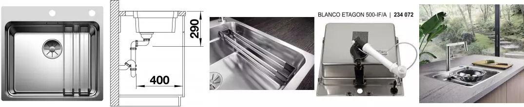 Мойка для кухни «Blanco» Etagon 500-IF/A 54/50 нержавеющая сталь нержавеющая сталь