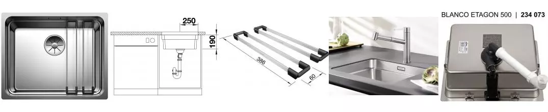 Мойка для кухни «Blanco» Etagon 500-U 54/44 InFino нержавеющая сталь нержавеющая сталь