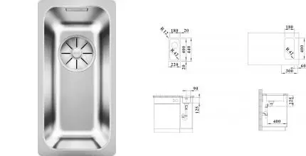 Мойка для кухни «Blanco» Solis 180-U 22/44 нержавеющая сталь нержавеющая сталь