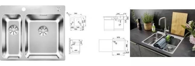 Мойка для кухни «Blanco» Solis 340/180-IF/A 59/50 R нержавеющая сталь нержавеющая сталь правая