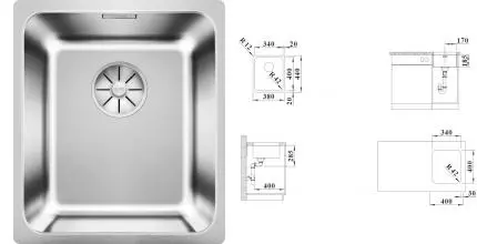 Мойка для кухни «Blanco» Solis 340-U 38/44 нержавеющая сталь нержавеющая сталь